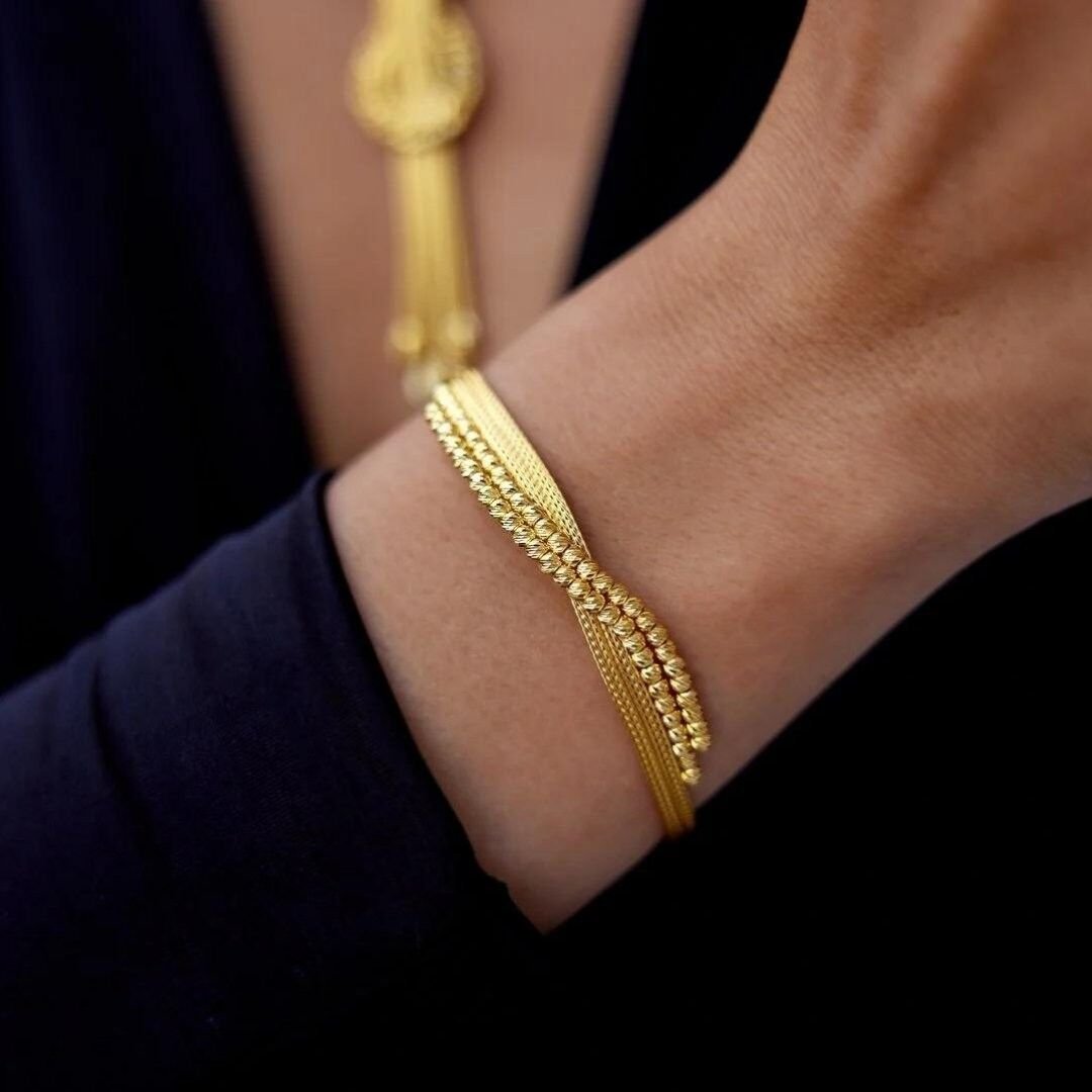 14 Ayar Altın Mesh Örgü Düğün Seti Takımı - Görsel 3