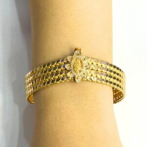 Sarı Altın 4 Sıra Çiçek Tuğra Kelepçe