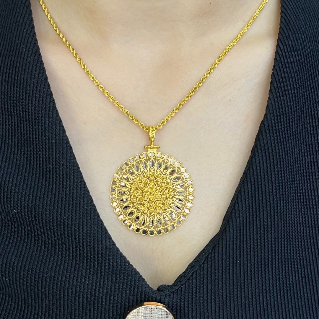 14 Ayar Altın Madalyon Zincirli Kolye