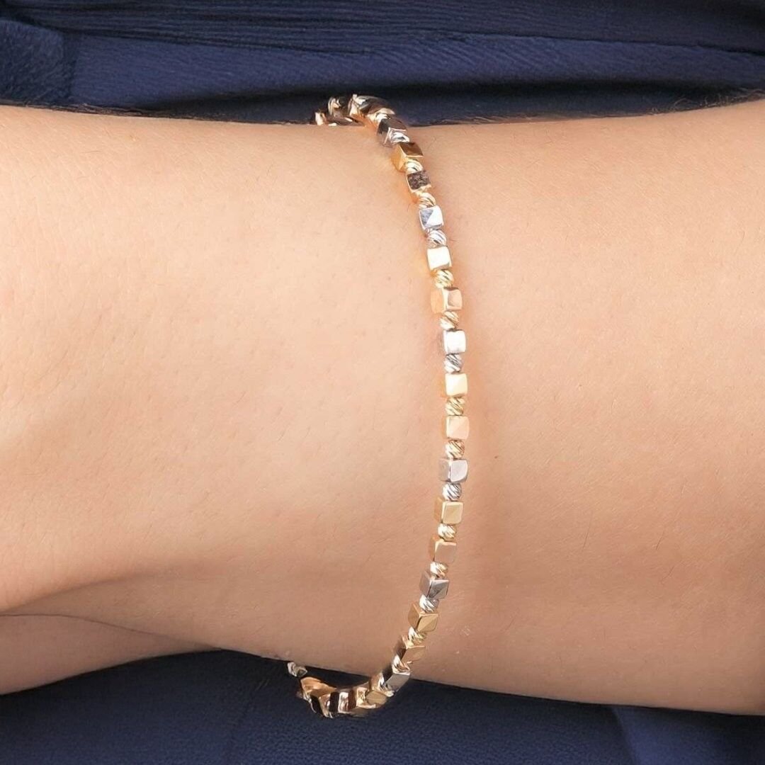 14 Ayar Altın 3 Renkli Dorika Kelepçe - Görsel 2