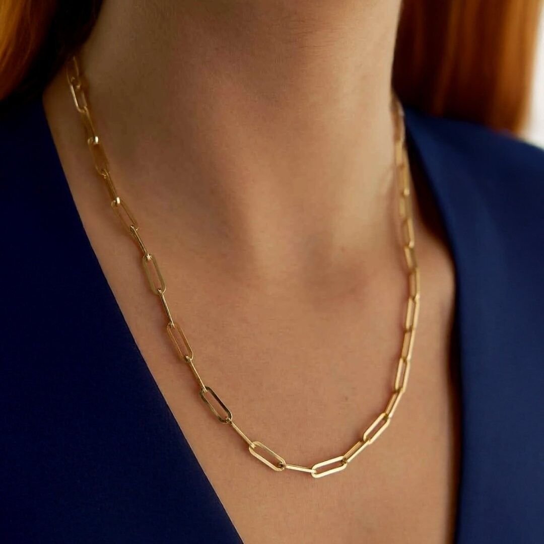 14 Ayar Altın Geniş Ataç Zincir - Görsel 2